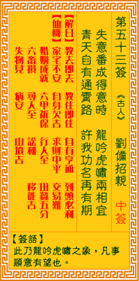 观音灵签 第53签:刘备招亲